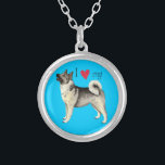 I Love my Norwegian Elkhound Silver Plated Necklace<br><div class="desc">Show love for your special dog with this I love my Norwegian Elkhound original design. Great gift for Elkhound-loving family and friends.</div>
