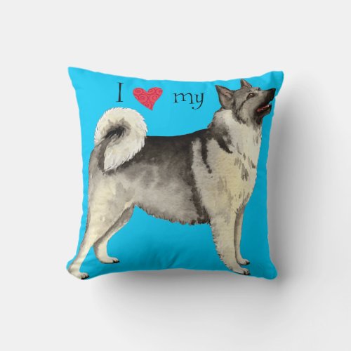 I Love my Norwegian Elkhound Throw Pillow