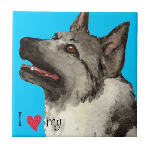 I Love my Norwegian Elkhound Tile