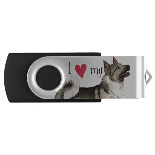 I Love my Norwegian Elkhound USB Flash Drive