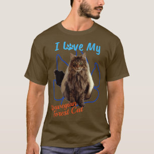 I Love My Norwegian Forest Cat Cat Lover Paw Print T-Shirt