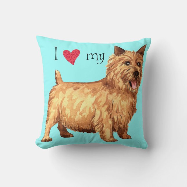 I Love my Norwich Terrier Throw Pillow (Front)