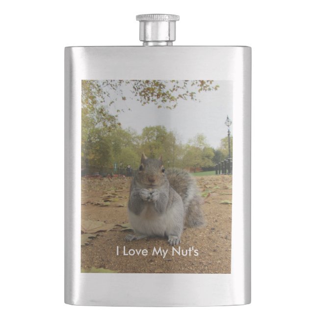 I Love My Nut's Hip Flask (Front)
