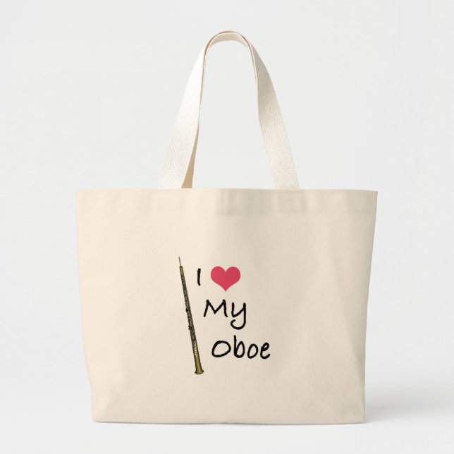 I Love My Oboe Large Tote Bag (Front)