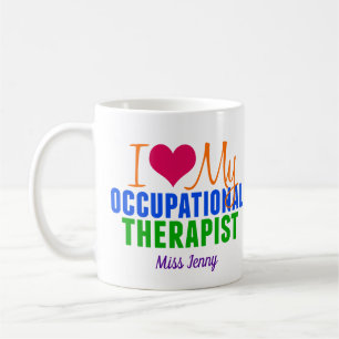 I Love My Occupational Therapist Cute Monogram Coffee Mug