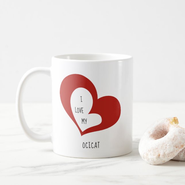 I Love My Ocicat Cat Coffee Mug (With Donut)