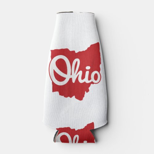 I Love My Ohio Home Script Ohio  Bottle Cooler