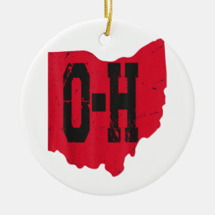 I Love My Ohio Home Script Ohio Buckeye State Ceramic Ornament