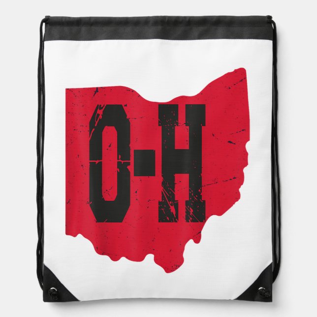 I Love My Ohio Home Script Ohio Buckeye State Drawstring Bag (Front)