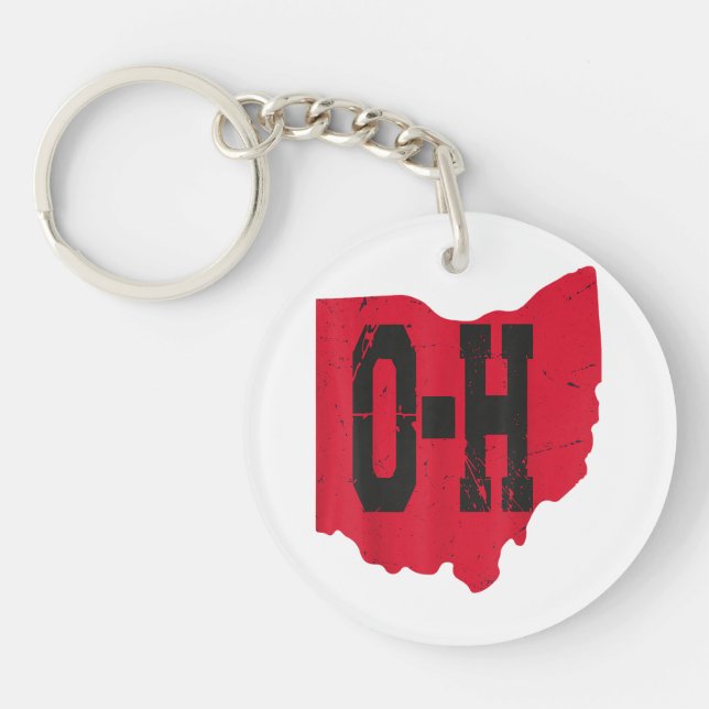 I Love My Ohio Home Script Ohio Buckeye State Keychain (Front)