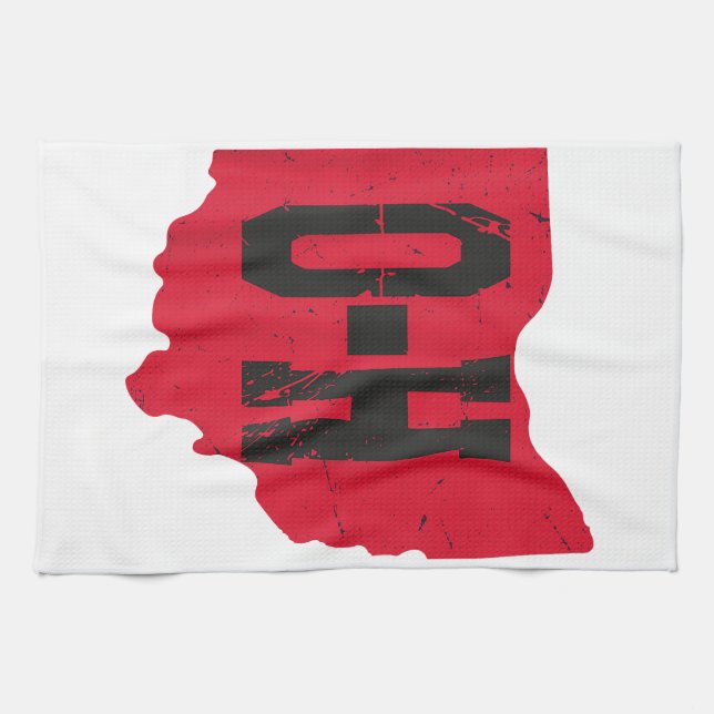 I Love My Ohio Home Script Ohio Buckeye State Kitchen Towel (Horizontal)