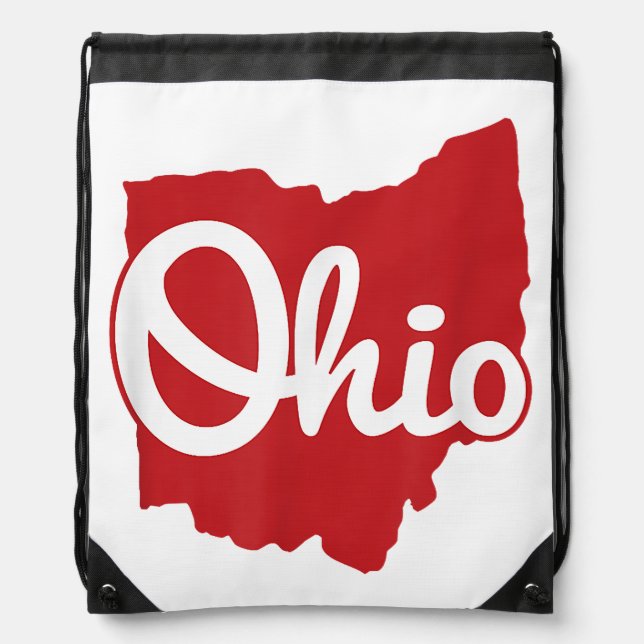 I Love My Ohio Home Script Ohio  Drawstring Bag (Front)