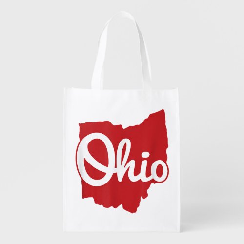 I Love My Ohio Home Script Ohio  Grocery Bag