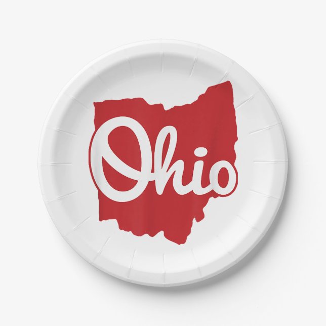 I Love My Ohio Home Script Ohio  Paper Plates (Front)