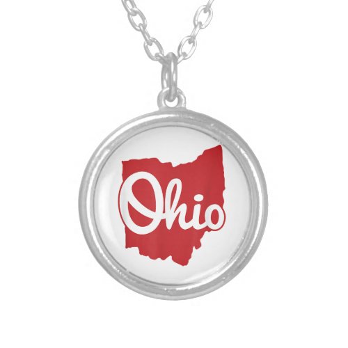 I Love My Ohio Home Script Ohio  Silver Plated Necklace