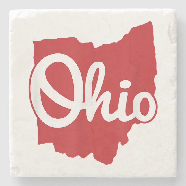 I Love My Ohio Home Script Ohio  Stone Coaster (Front)