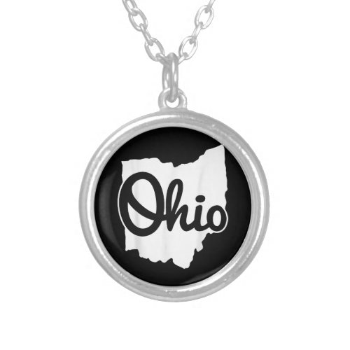 I Love My Ohio Home Script Ohio TShirt Buckeye Sta Silver Plated Necklace