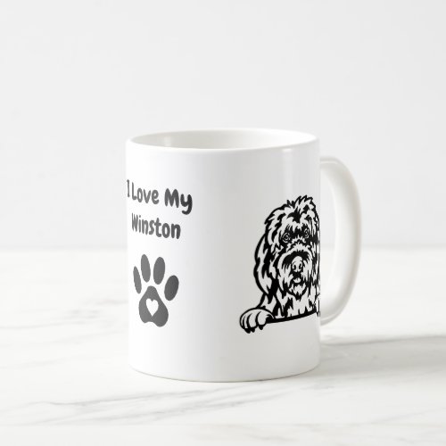 I Love my OLD ENGLISH SHEEP DOG  Name  Paw Print Coffee Mug