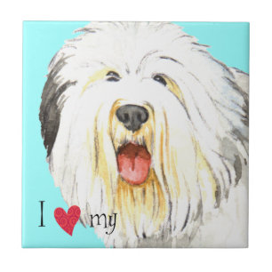 I Love my Old English Sheepdog Ceramic Tile