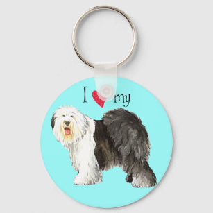 I Love my Old English Sheepdog Keychain