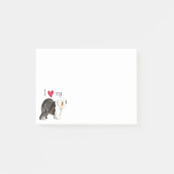I Love My Old English Sheepdog Post-it Notes by DogsInk at Zazzle