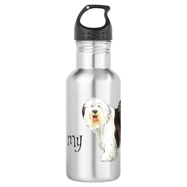 I Love my Old English Sheepdog Stainless Steel Water Bottle (Front)