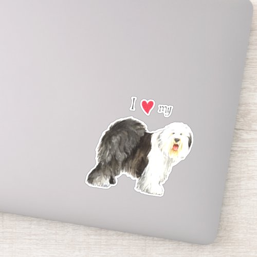 I Love my Old English Sheepdog Vinyl Sticker