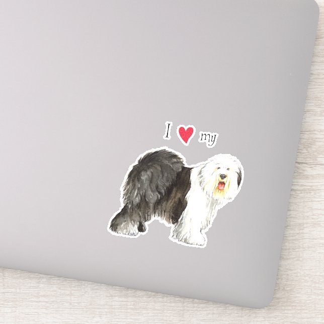 I Love my Old English Sheepdog Vinyl Sticker (Detail)
