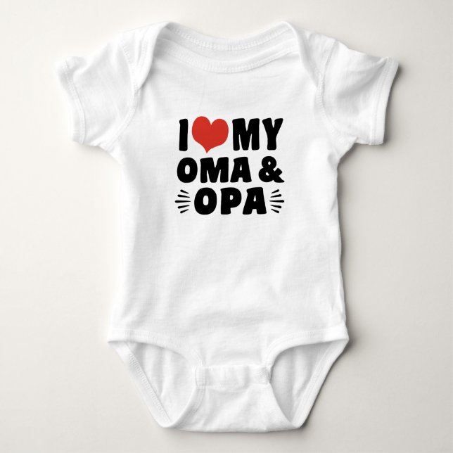 I Love My Oma And Opa Baby Bodysuit (Front)