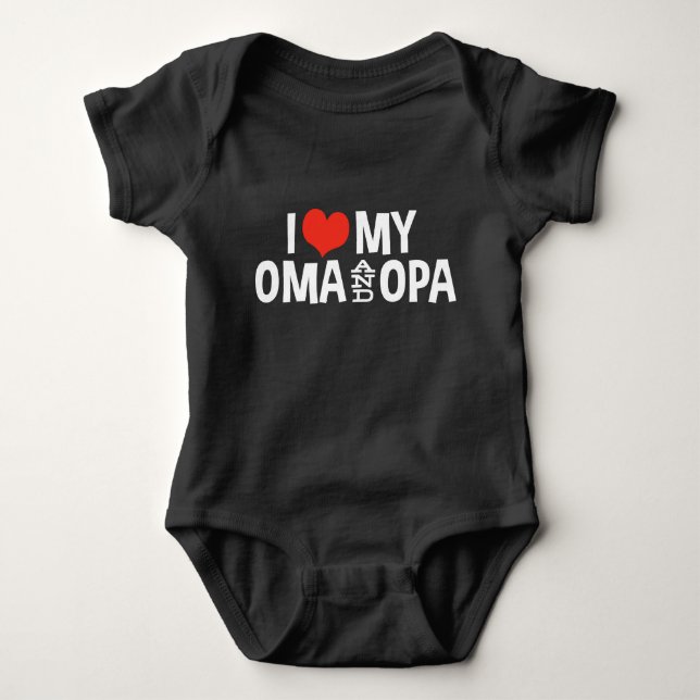 I Love My Oma And Opa Baby Bodysuit (Front)