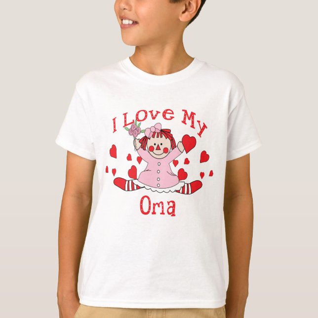 I love My Oma Rag Doll & Hearts T-Shirt (Front)