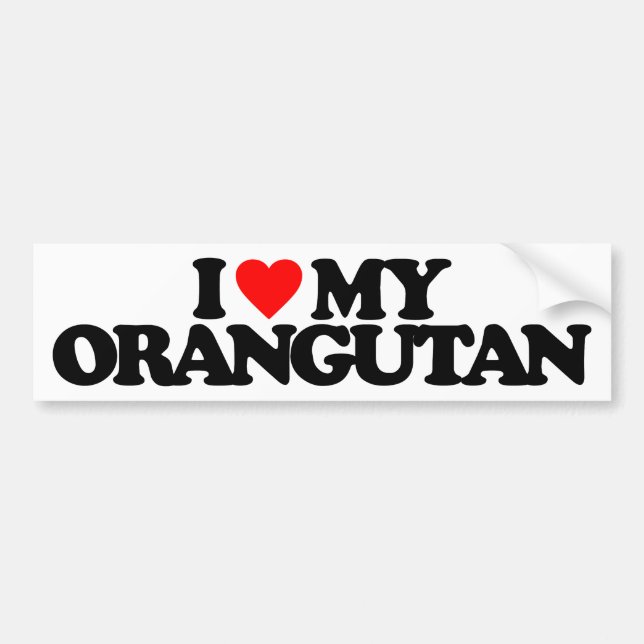 I LOVE MY ORANGUTAN BUMPER STICKER (Front)