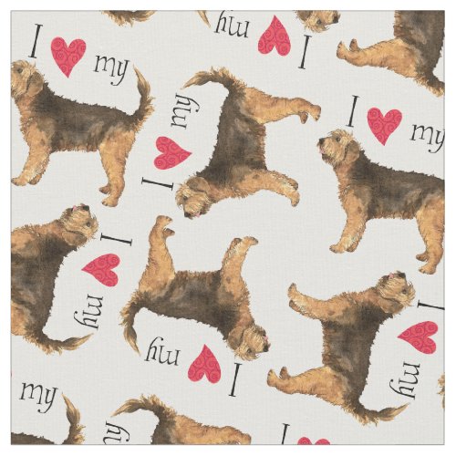 I Love my Otterhound Fabric