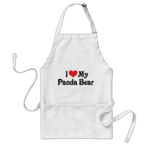 I Love My Panda Bear Adult Apron