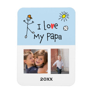 I Love My Papa 2 Photo Custom Magnet