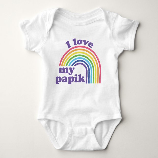 I Love My Papik - Cute Rainbow  Baby Bodysuit (Front)