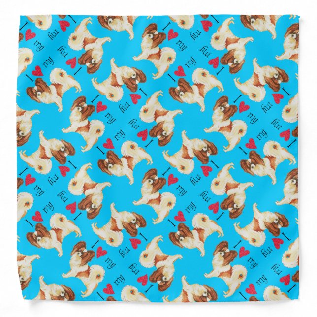 I Love my Papillon Bandana (Front)