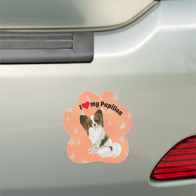 I love my Papillon dog Car Magnet (In Situ)