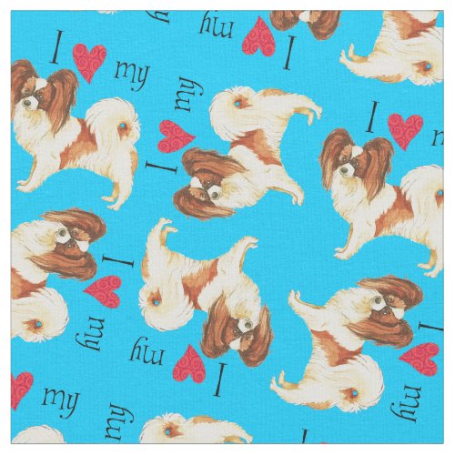 I Love my Papillon Fabric