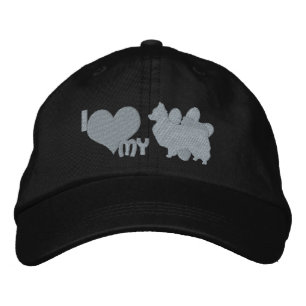 I Love my Papillon Monochrome Embroidered Baseball Hat
