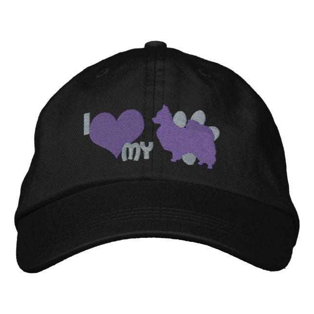 I Love my Papillon Purple Embroidered Baseball Hat (Front)