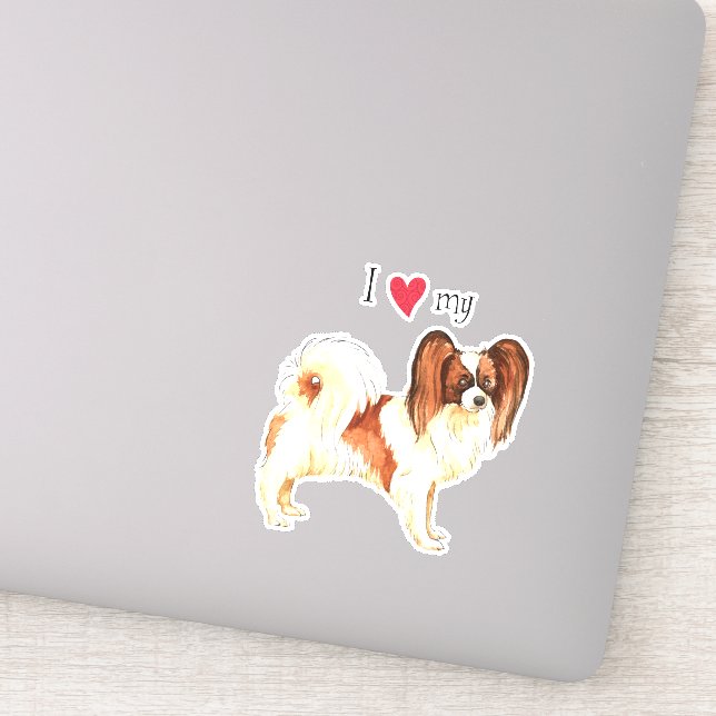 I Love my Papillon Vinyl Sticker (Detail)