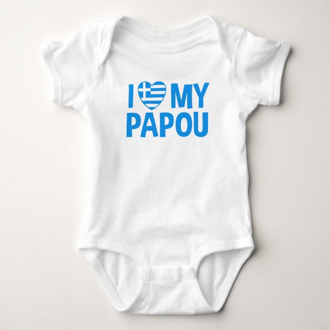 I Love My Papou Baby Bodysuit (Front)