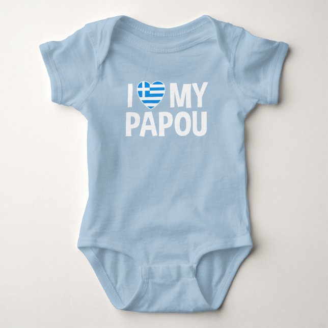 I Love My Papou Baby Bodysuit (Front)