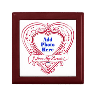 I Love My Parents! Photo Red Hearts Gift Box