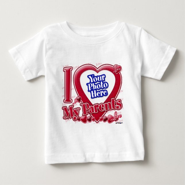 I Love My Parents red heart - photo Baby T-Shirt (Front)