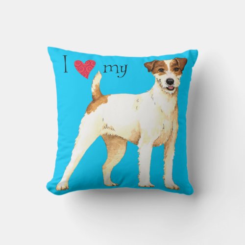 I Love my Parson Russell Terrier Throw Pillow