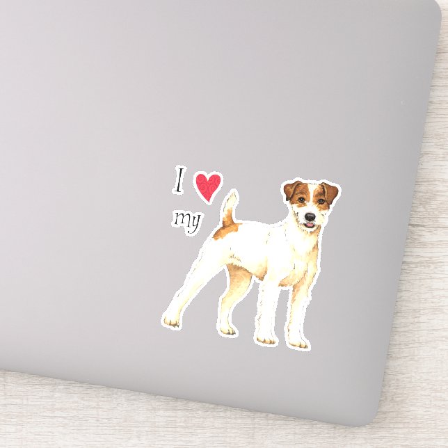 I Love my Parson Russell Terrier Vinyl Sticker (Detail)