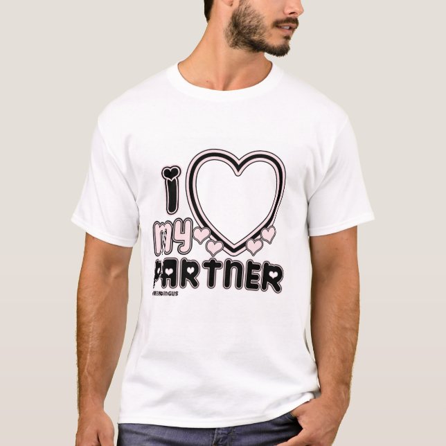 I Love My Partner Custom T-shirt in Black  (Front)