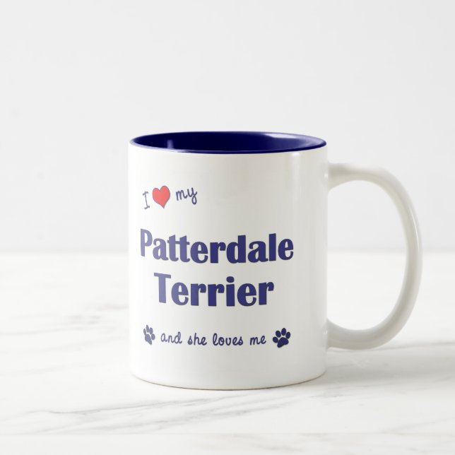 I Love My Patterdale Terrier (Female Dog) Two-Tone Coffee Mug (Right)
